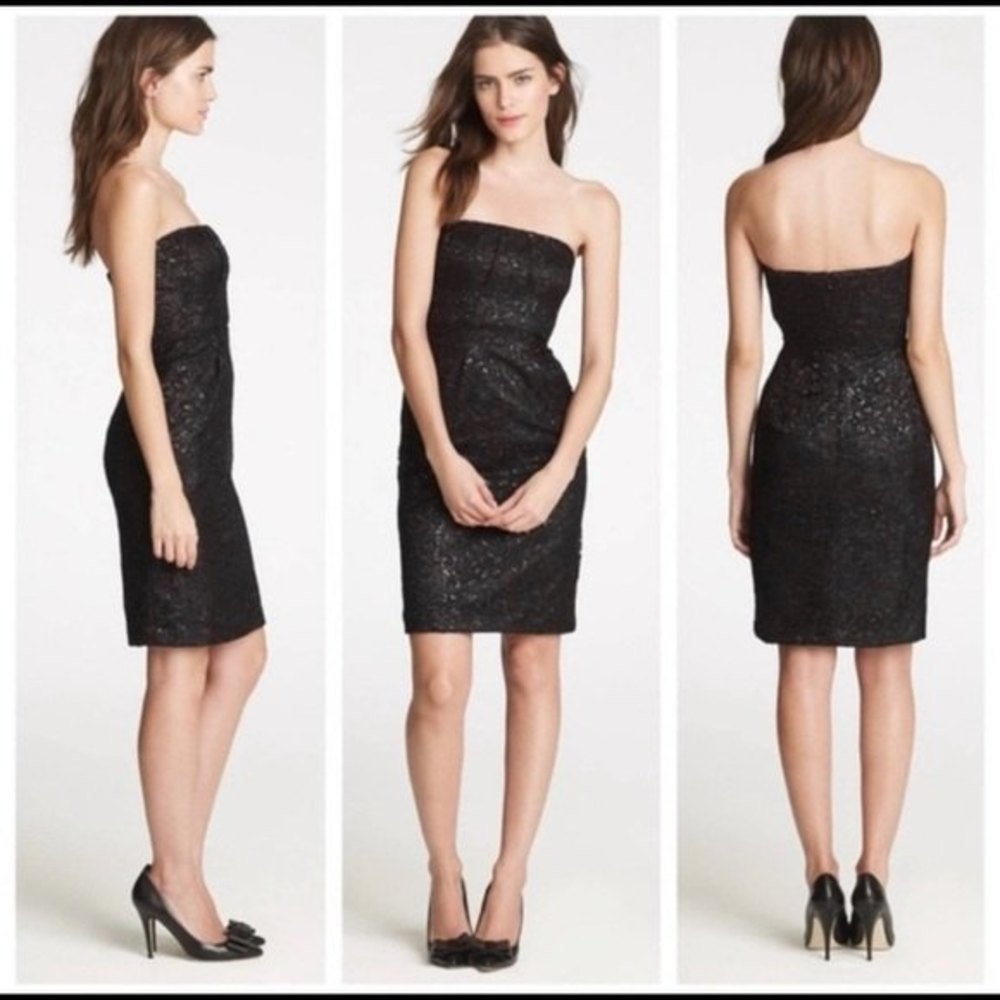 Black Sequin Strapless Sheath Dress